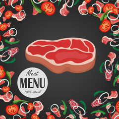 vector steak meat with pepper and rosemary