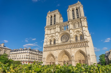 Fototapeta premium Notre-Dame de Paris Cathedral main facade, France.