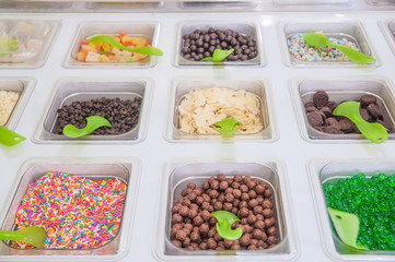 Sweet candy dessert ice cream topping.