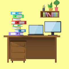 Fototapeta premium Office workspace illustration