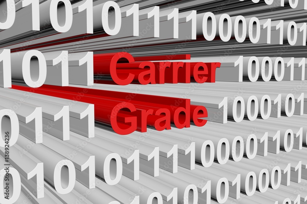 Aufkleber carrier grade in the form of binary code, 3d illustration