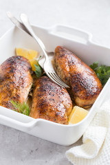 roasted  chicken breast with lemon and spicy herbs