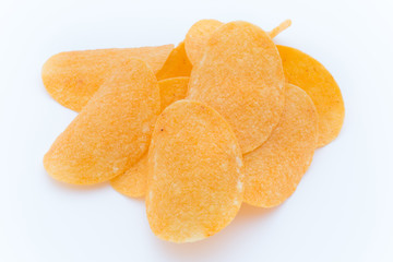 Potato chips on the papric. Eco food.