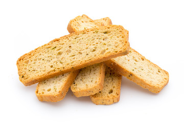 Garlic and herb bread slices. Eco food.