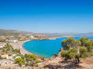 Obraz premium Vlycha Beach in summer sunny day at Rhodes island.
