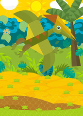 cartoon flying dinosaur pterodactyl illustration for children © honeyflavour