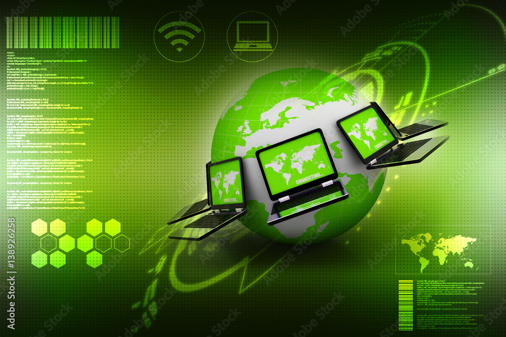 Poster 3d rendering technology computer network