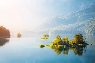 Deurstickers beautiful alpine lake © Leonid Tit