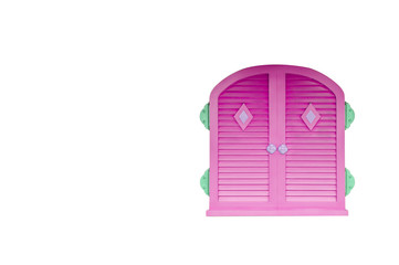 Pink windows wooden frame with clipping path.