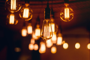 Rustic  light bulbs hanging 