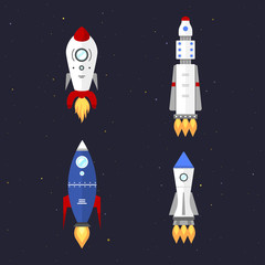 Vector technology ship rocket cartoon design.