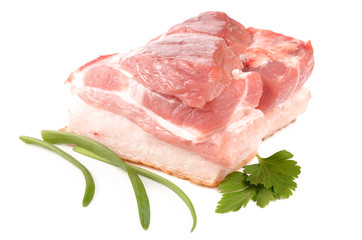 Meat and spices on a white background