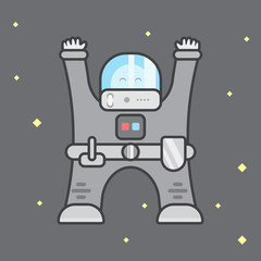 astronaut in space,stars,vector image, flat design,outline style