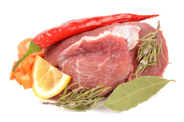 fresh meats with pasta and seasoning
