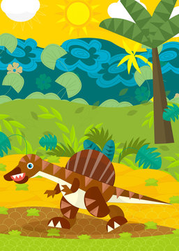 cartoon dinosaur running illustration for children