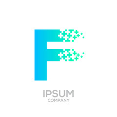 Obraz premium Letter F Pixel logo, Plus sign logo, Medical healthcare hospital symbol, Technology and digital logotype