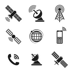 Satellite icons set