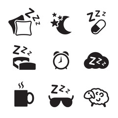 Sleeping icons set