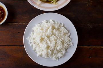 Jasmine rice cooked in a cup