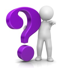 Question mark stickman question 3d magenta violet purple color colored man business symbol