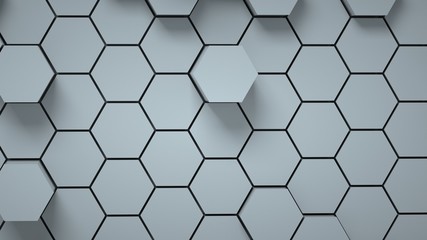 Abstract gray hexagonal background, 3 d render