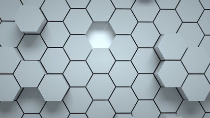 Abstract gray hexagonal background, 3 d render