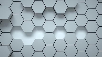 Abstract gray hexagonal background, 3 d render