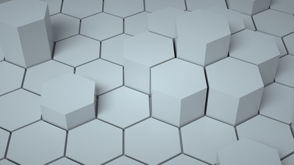 Abstract gray hexagonal background, 3 d render
