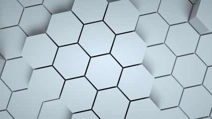 Abstract gray hexagonal background, 3 d render