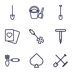 Set of 9 spade outline icons