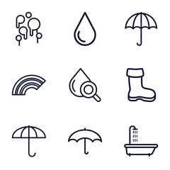 Set of 9 rain outline icons