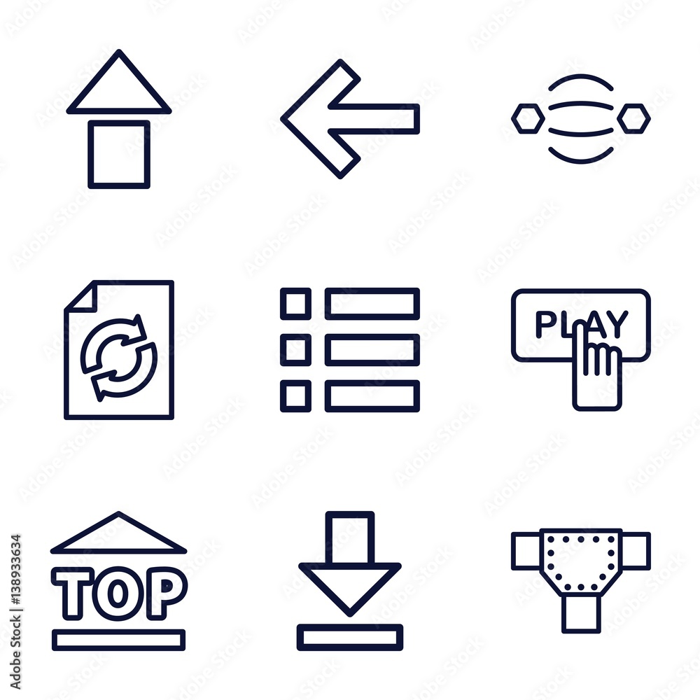 Poster set of 9 navigation outline icons