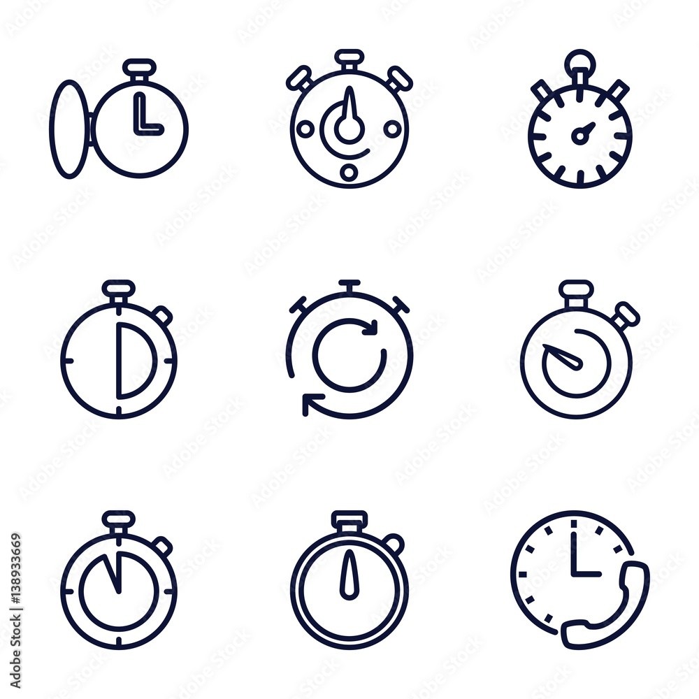 Poster set of 9 quick outline icons