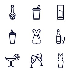 Set of 9 cocktail outline icons