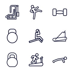 Set of 9 workout outline icons