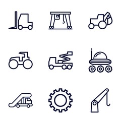 Set of 9 machinery outline icons