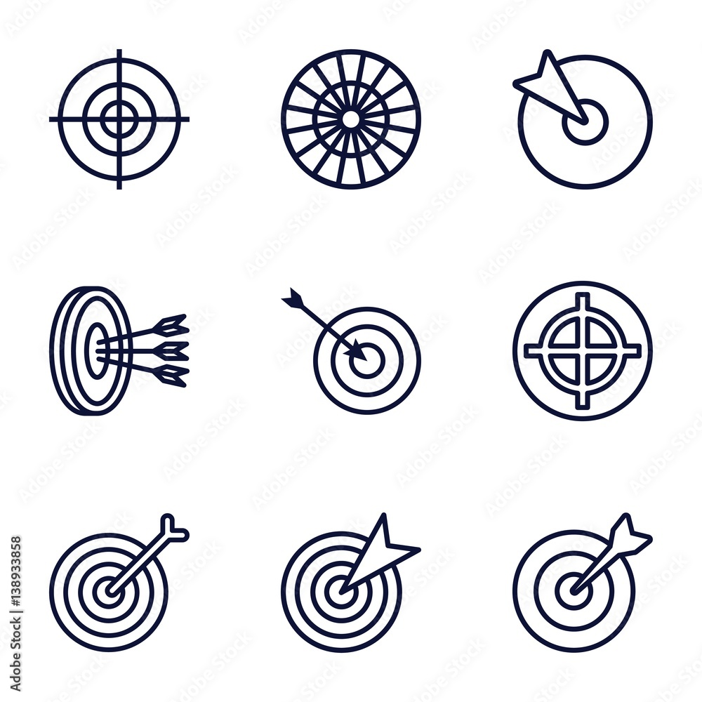 Poster set of 9 dartboard outline icons
