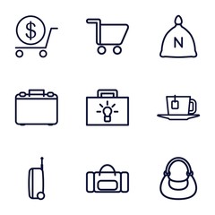 Set of 9 bag outline icons