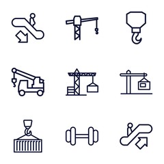 Set of 9 lift outline icons