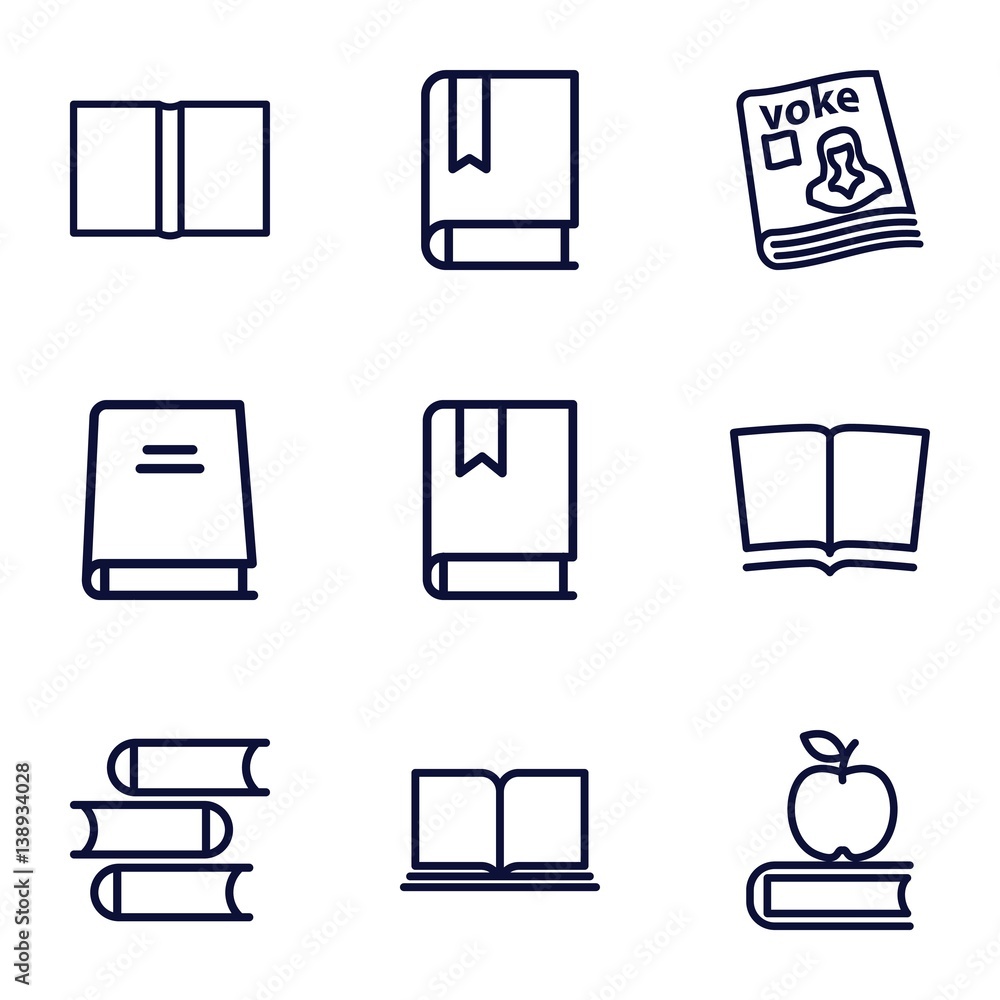 Poster set of 9 textbook outline icons