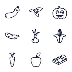 Set of 9 organic outline icons