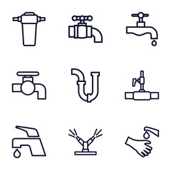 Set of 9 faucet outline icons