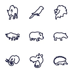 Set of 9 zoo outline icons