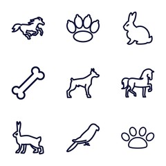 Set of 9 pet outline icons