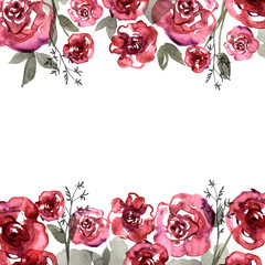 Cute watercolor flower background. Invitation. Wedding card. Birthday card.