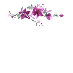 Obraz na płótnie Canvas Cute watercolor flowers. Invitation. Wedding card. Birthday card.