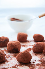 Dark chocolate truffles covered with cocoa powder