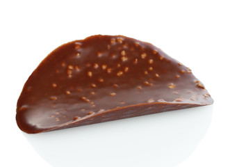 Chocolate chips with nuts on white background