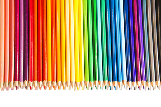Color pencils in a row