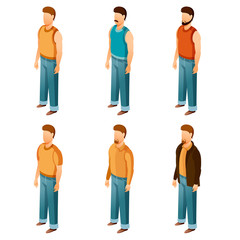 Set of isometric men icons